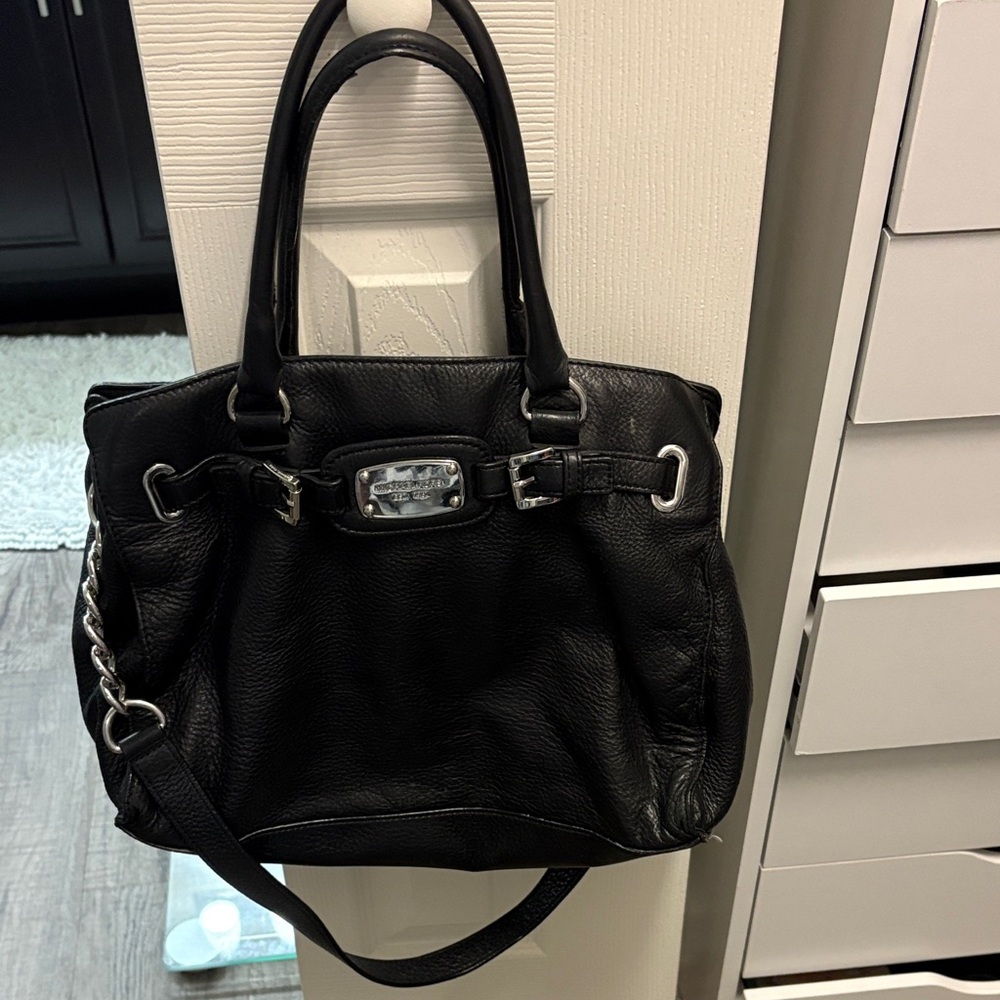 Elegant Black Leather Tote Bag
